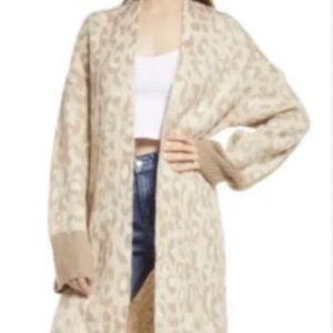 Topshop NWT Beige Leopard Cardigan Duster